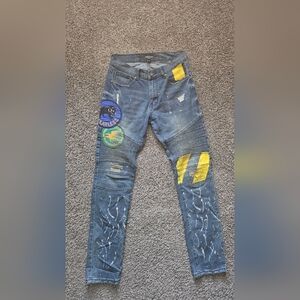 Reason Blue Jeans with Yellow and Black Patches